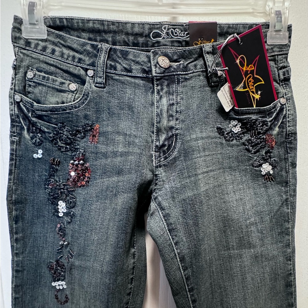 NWT Girl’s/Misses J-Star Sequined Embroidered Jeans, Size 3/4, stretchy